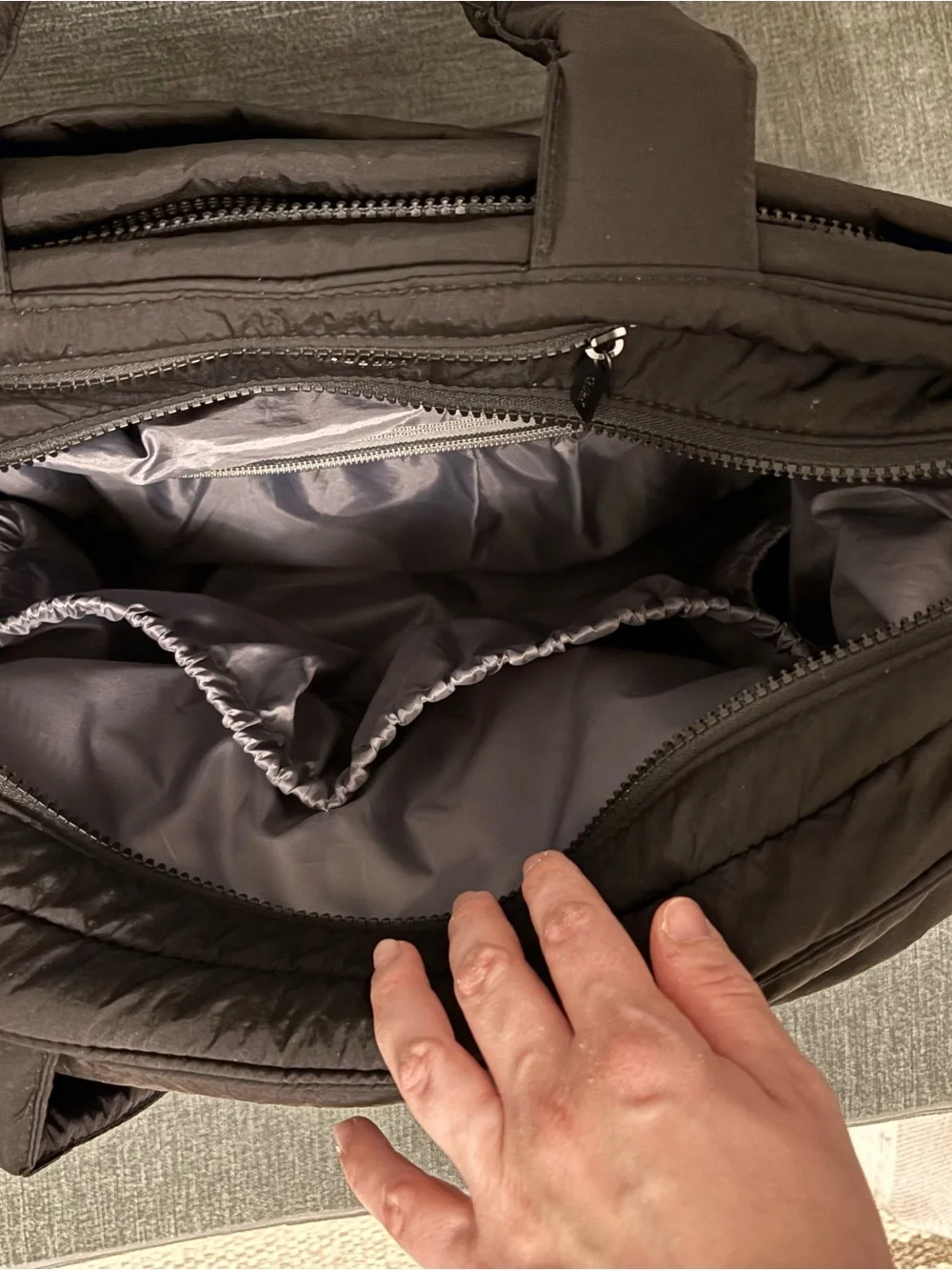 Calpak Quilted Puffer Diaper Tote in black